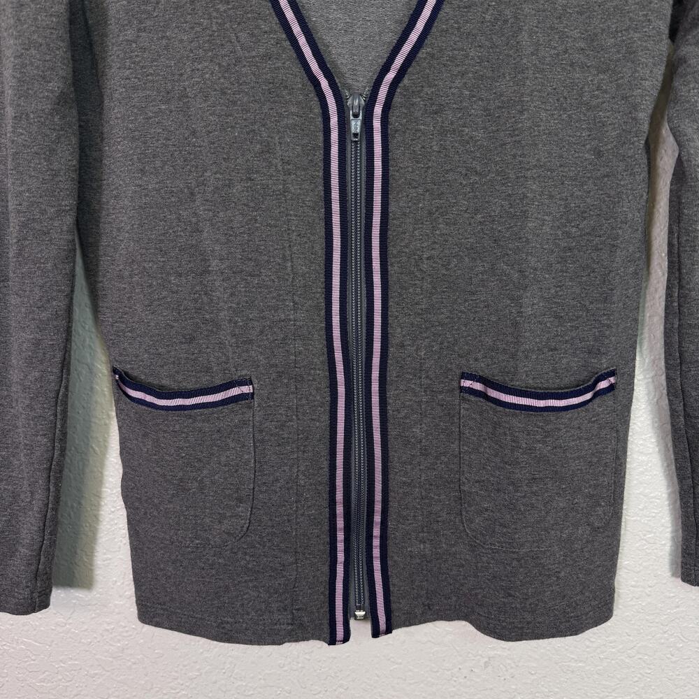 L'Oeuf Poche Baseline Cardigan Womens Medium Gray Zip Front Sweater Golf Preppy - Picture 5 of 9